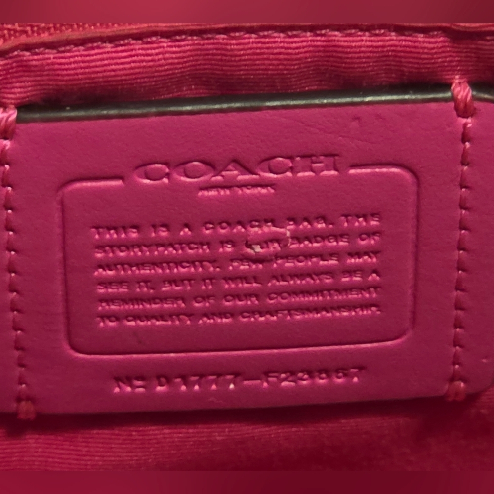 Coach Beautiful Hot Pink Signature Tote F34603 Brown & Pink Shoulder Bag Purse - Picture 4 of 7